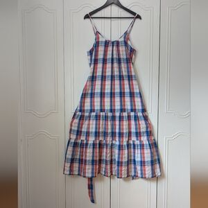 Peyton & Parker Women's Chic Plaid Maxi Dress in Red, Blue, and White Size L